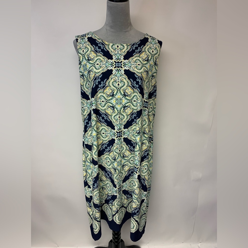 Charter Club Dress Shift Blue Office Classic Midi Mature  Brunch Womens SZ 2X
